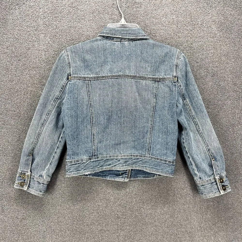 HOLLISTER CO‎ Denim Jacket Girls Juniors Small distressed Tropical lined